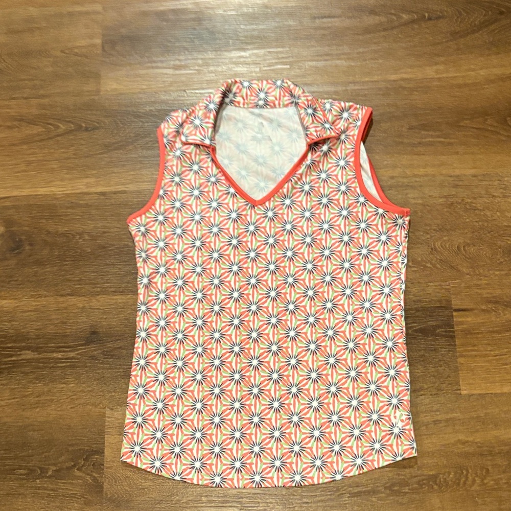 Sleeveless Geometric Tennis Print Top